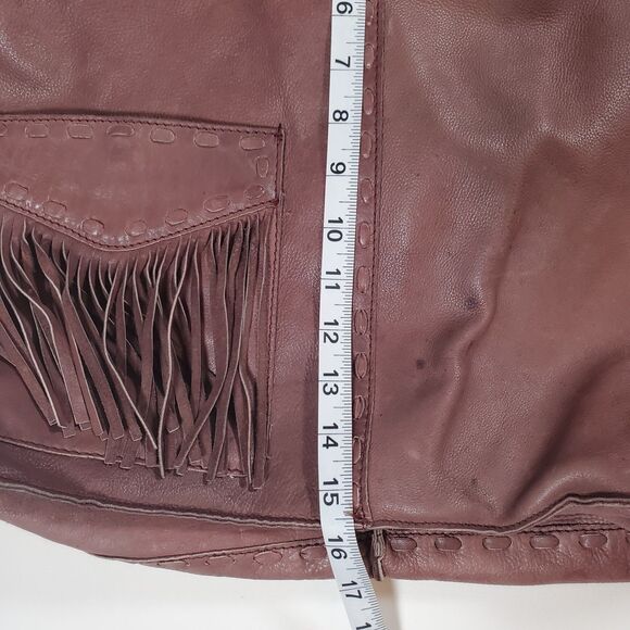 Free People Women’s Large Brown Leather Tote Bag Boho Distressed Weekender - Picture 12 of 15